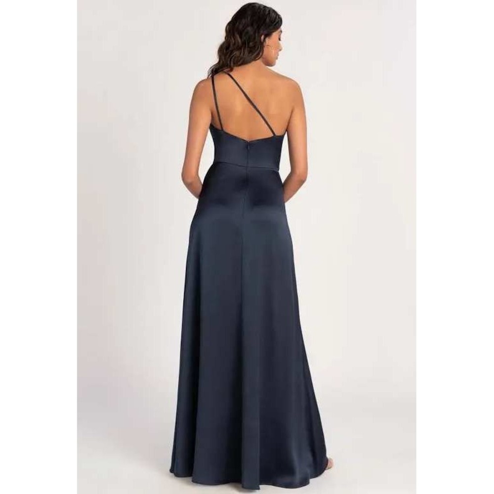 Jenny Yoo Jensen Dress 4 French Blue One Shoulder Satin Bridesmaid Gown NWT - Picture 2 of 16